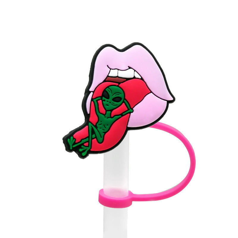 Wholesale of 10PCS Space Transportation Vehicles with Silicone Straw Tube Cap Straw Decorations